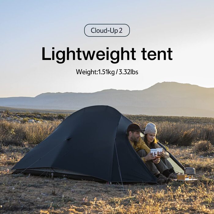 Намет Naturehike Cloud Up 2 для кемпінгу, ультралегкий, для 2 осіб, 3-4 сезони, водонепроникний, для туризму та походів, темно-синій