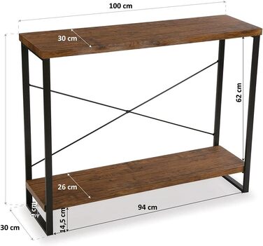 Консольний стіл Versa Taline для передпокою, сучасний, 80x30x100 см, чорний, дерево та метал
