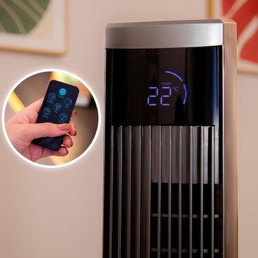 Вентилятор вежний Cecotec EnergySilence 9090 Skyline Ionic 119 см, 45 Вт, з іонізатором, LED сенсорним екраном, пультом ДУ, 3 режими, таймер 12 год, коливання 70°, сірий