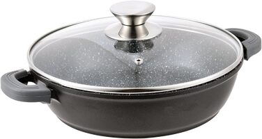 Сотейник Cheffinger 28 см з антипригарним покриттям для індукції, з кришкою із скла, чорний
