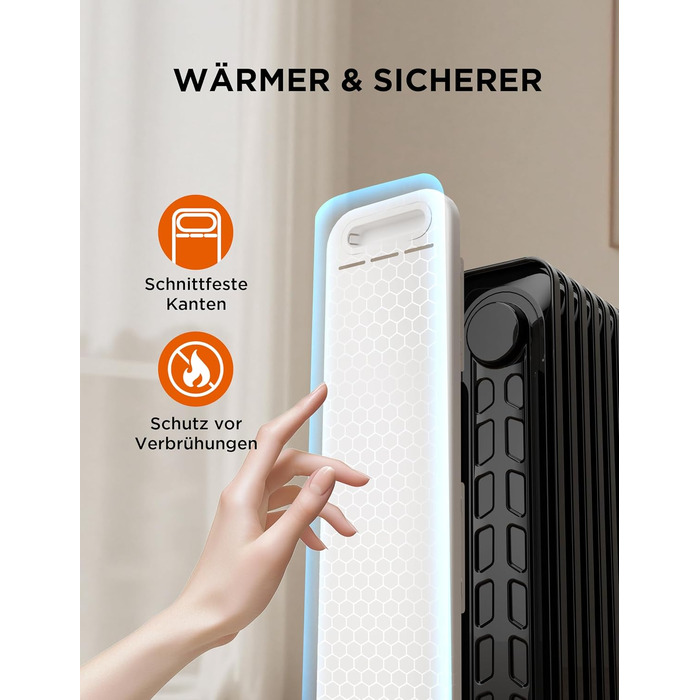 Масляний радіатор Midea NY2311-24UR, 2300Вт, 9 секцій, з пультом ДК, LED-дисплеєм та сенсорним керуванням, чорний