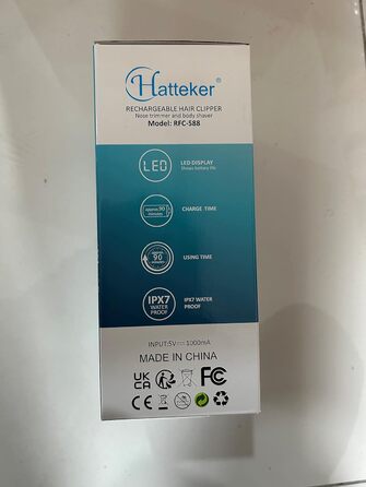 Машинка для стрижки бороди та волосся Hatteker 5-в-1, водонепроникна, акумуляторна, тример для носа та тіла для чоловіків