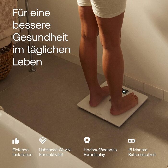 Розумні ваги WITHINGS Body Smart Wi-Fi, аналіз складу тіла: м'язова маса, вода, кісткова щільність, білі