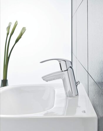 Змішувач для ванної кімнати Grohe Eurosmart, водозберігаючий, хром, з витяжною системою, 15 см, проста установка