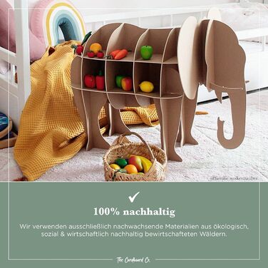 Дитяча полиця Eddy Слон біла, для 60 Tonies, іграшок або книжок, 100% без пластику, натуральний колір