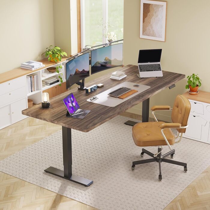 Регульований по висоті письмовий стіл SANODESK з двома моторами, 180 x 80 см, коричневий