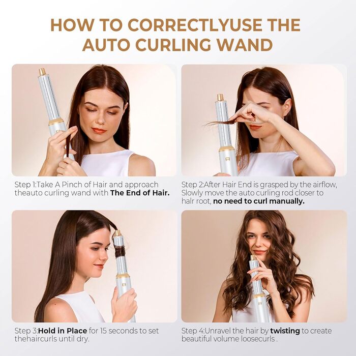MogaWave Air Styler Pro 6 в 1: Фен-щітка, стайлер для волосся 1000W (білий)