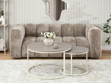 Круглий кавовий столик Mebel-Partner, 80 x 80 x 48,5 см, кремовий, відтінки бежевого