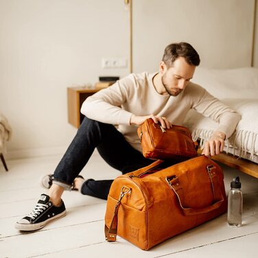 Дорожня шкіряна сумка Berliner Bags Oslo, коричнева, 45 л, для жінок і чоловіків