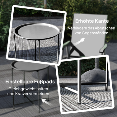 Outsunny Side Table Складаний садовий стіл Ø46 x 50 см Круглий стійкий до погодних умов балконний стіл зі складними ніжками столу Кемпінговий стіл Розкладний стіл Журнальний столик для вітальні Офіс Відкритий Закритий чорний