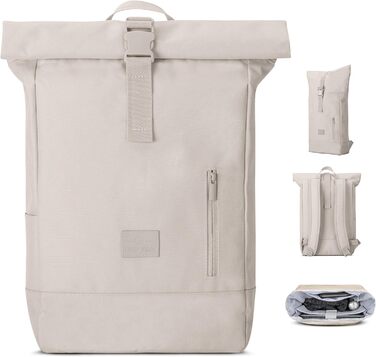 Рюкзак Johnny Urban Robin Medium бежевий, роллтоп, з відділенням для ноутбука 15L, водовідштовхувальний, для жінок і чоловіків, університет, бізнес, велосипед, екологічний