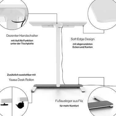 Електричний стіл для дому Desk One, 91x51 см, темно-сірий/чорний, регульована висота, письмовий стіл для офісу, гарантія 5 років