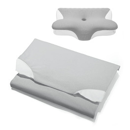 Ортопедична подушка з піни Memory Foam 2-в-1 для сну на боці, спині та животі, регульована висота, 60x41.5x10/12 см, світло-сіра