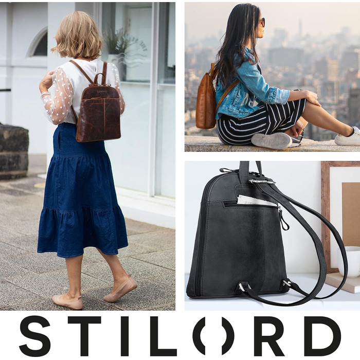 STILORD Olivia жіночий міський рюкзак з натуральної шкіри, компактний daypack для прогулянок, планшетів 9,7