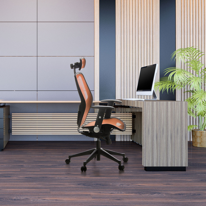 Офісне крісло / крісло керівника AIR-PORT сітка тканина помаранчевий hjh OFFICE