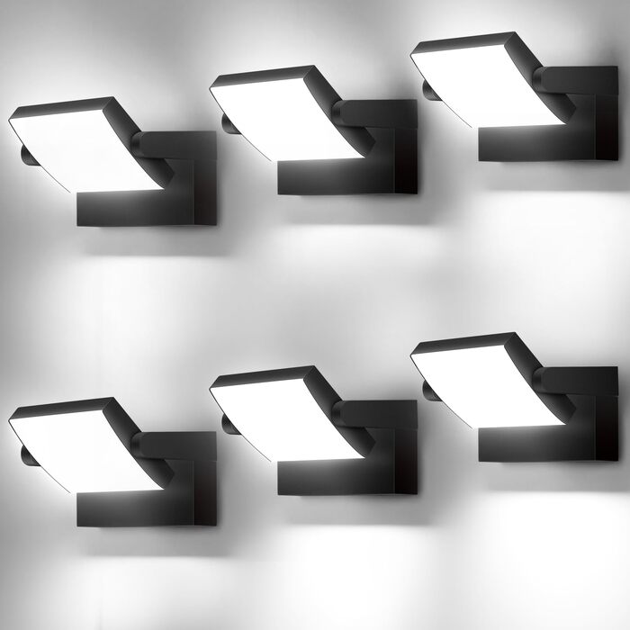 Світлодіодний настінний світильник LED 40W, 4000 Лм, водонепроникний IP65, поворотна панель 350°, колір світла 6000K (холодне біле), чорний (набір 6 шт)