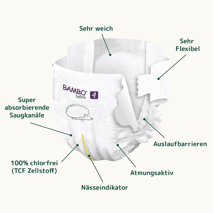 Дитячі підгузки Bambo Nature розмір 4 (7-14 кг), місячний запас 144 шт.