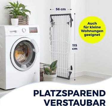 Сушарка для білизни EASYmaxx Falt XXL, телескопічна, 2.6 м, з роликами, для простирадл і рушників, для використання в приміщенні та на вулиці, без електрики