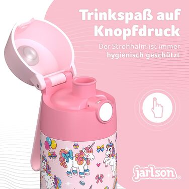 Дитяча термос пляшка Jarlson MALI з нержавіючої сталі, 500 мл, герметична, BPA Free, з кришкою-чашкою, єдиноріг, для школи і садочка