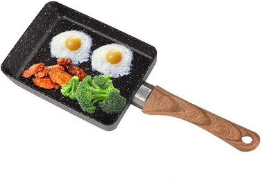 Японська сковорода для омлету Tamagoyaki HERCHR, набір, міні-сковорода з чавуну з дерев'яною ручкою 35,5×13 см, для яєчні, млинців, омлетів