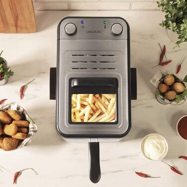 Електрофритюрниця Cecotec CleanFry Infinity 3 л з нержавіючої сталі, з фільтром OilCleaner, регулюванням температури до 190°C, чашею для посудомийної машини
