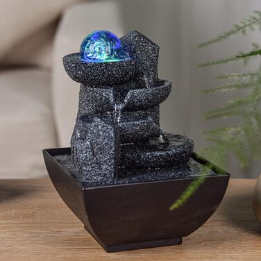 Настільний фонтан Zen Light SCFR22-C3 із закритим контуром, LED-підсвітка, 18 см
