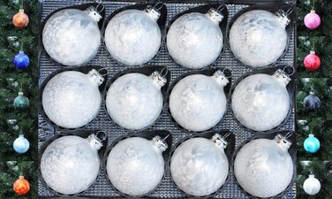 Набір скляних ялинкових куль Jack 12 шт, 6 см, антрацит, покриття Eislack, Тюринзькі новорічні кулі