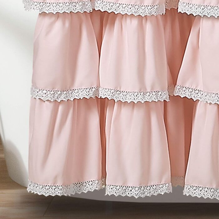Шторка для душу Lush Decor Ella з рюшами, 183x183 см, червона