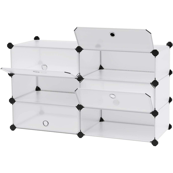 SONGMICS модульний стелаж для взуття з пластику та металу, 12 секцій, 83 x 31 x 105 см, чорний, органайзер для зберігання взуття, шафа для одягу