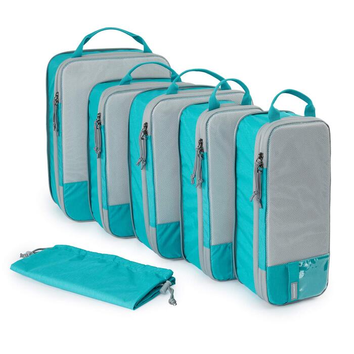 Набір органайзерів для одягу BAGSMART (6 шт), компресійні пакувальні куби для подорожей та валізи, голубий колір