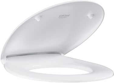 Сидіння для унітаза GROHE Bau Keramik з дюропласту, швидкознімна кришка, stainless steel петлі, колір альпійський білий, 39492000