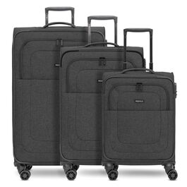 Набір тканинних валіз REDOLZ Essentials 12 (3 шт.), чорні дорожні Trolley з 4-ма подвійними колесами, TSA-замком та функцією розширення