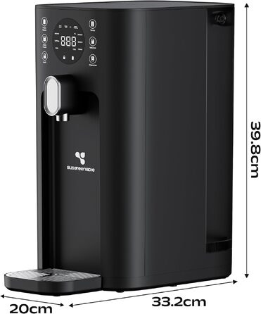 CIARRA X SusGreenable Зворотний осмос для питної води 100GPD з підігрівом, 4 температури, 5-ступеневий фільтр RO з SGROF03, настільний без встановлення, Чорний