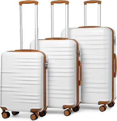 Набір валіз British Traveller з ABS+PC, жорсткий корпус, ручна поклажа, 8 коліс-спінерів, TSA-замок, білий колір