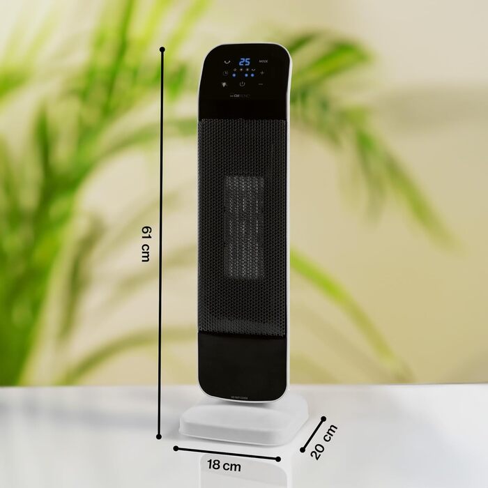 Керамічний електрообігрівач Clatronic HL 3763 з PTC-елементом, сенсорним управлінням, 2000/1300 Вт, енергоощадний, регулювання температури