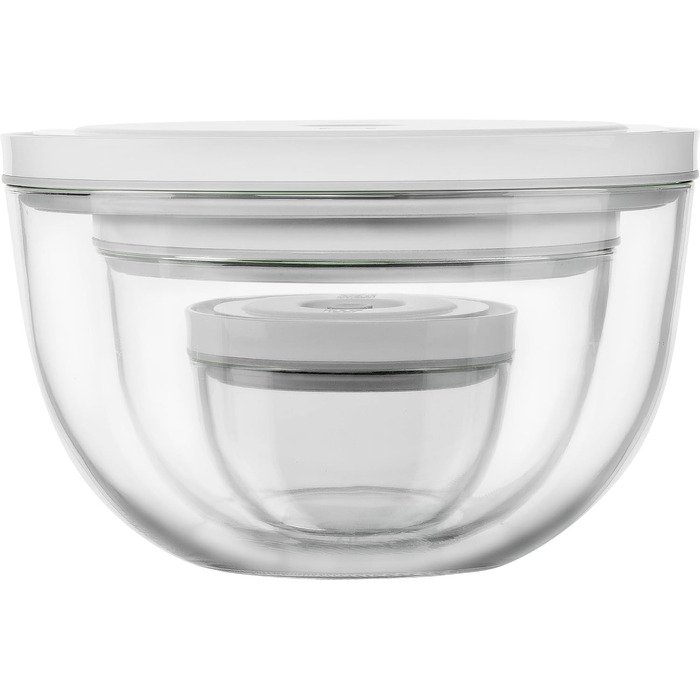 Набір вакуумних контейнерів ZWILLING Fresh & Save зі скла та нержавіючої сталі, 6 предметів (S-12см, M-18см, L-24см), сірий