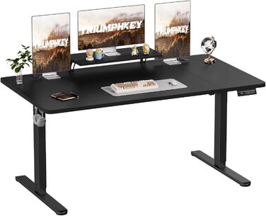 Електричний регульований стіл TRIUMPHKEY 140x60 см з підставкою для монітора, білий