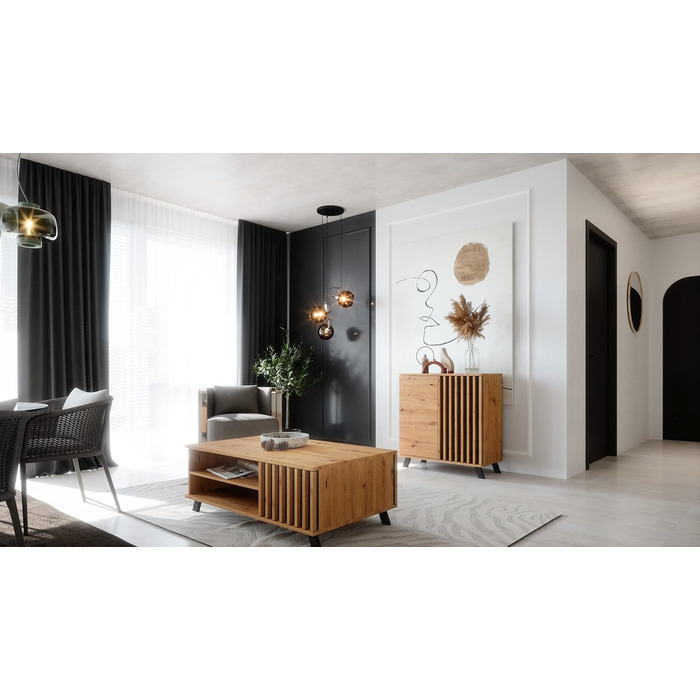 Комод Newroom Barea.Two з дикого дуба та антрациту, 80x85x40 см, сучасний вінтаж, для вітальні, спальні, коридору, їдальні