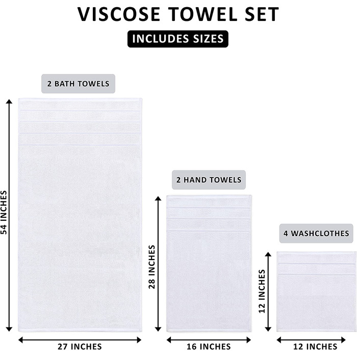 Набір рушників Utopia Towels 8 шт. з петелькою, 97% бавовна, високої якості, швидковисихаючі, 2 банних, 2 для рук, 4 для обличчя, білі