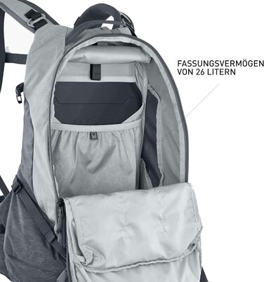 Рюкзак EVOC TRAIL PRO 16л L/XL з захистом спини LITESHIELD PLUS, для трейлрайдингу та перегонів, стінгрей/карбоновий сірий, легкий, з широкими поясними лямками і відділенням для питної системи 3л