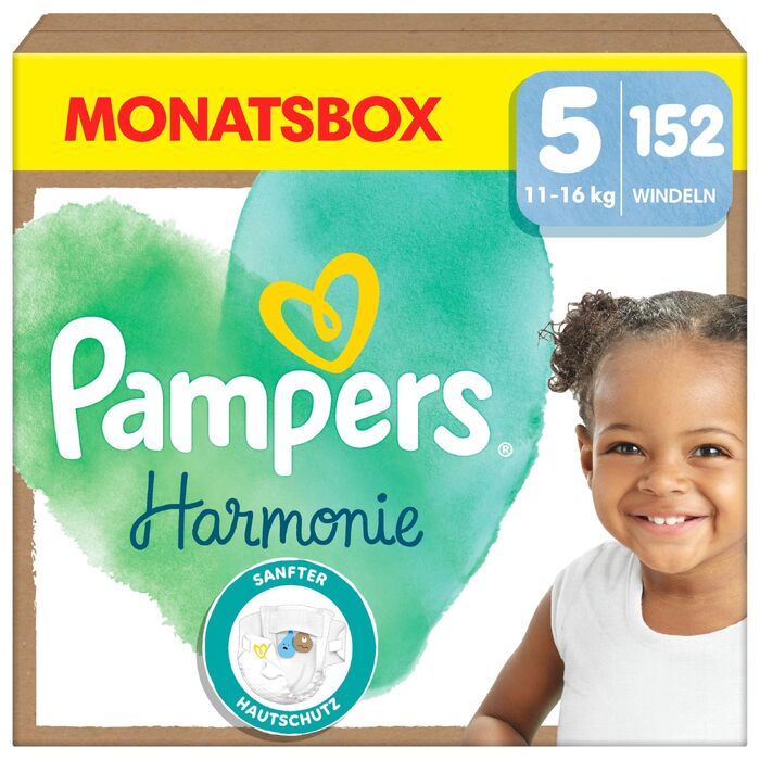 Підгузки Pampers Harmonie розмір 5 (11-16 кг), 152 шт, гіпоалергенні для ніжної шкіри