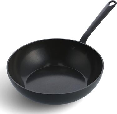 Wok-пательня GreenPan Craft 28 см, анодований алюміній, керамічне антипригарне покриття, PFAS-free, для індукції, посудомийки та духовки, чорна, 3,6 л