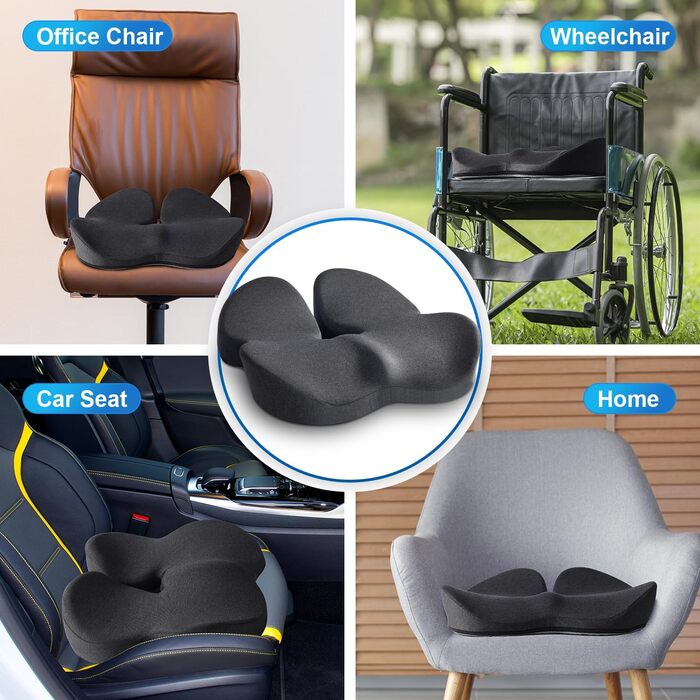 Подушка для офісного крісла SKYNY з піни Memory Foam для підтримки куприка, стегон та сідничних кісток. Ортопедична подушка від болю в спині та сідниці