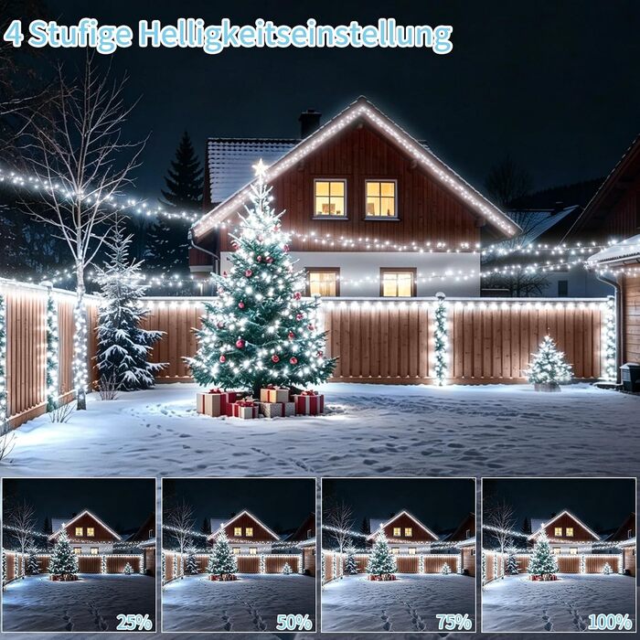 Світлодіодна гірлянда для вулиці та дому 30м, 1400 LED, водонепроникна, 8 режимів, з пультом та таймером, біле світло (для саду, тераси, новорічного декору)