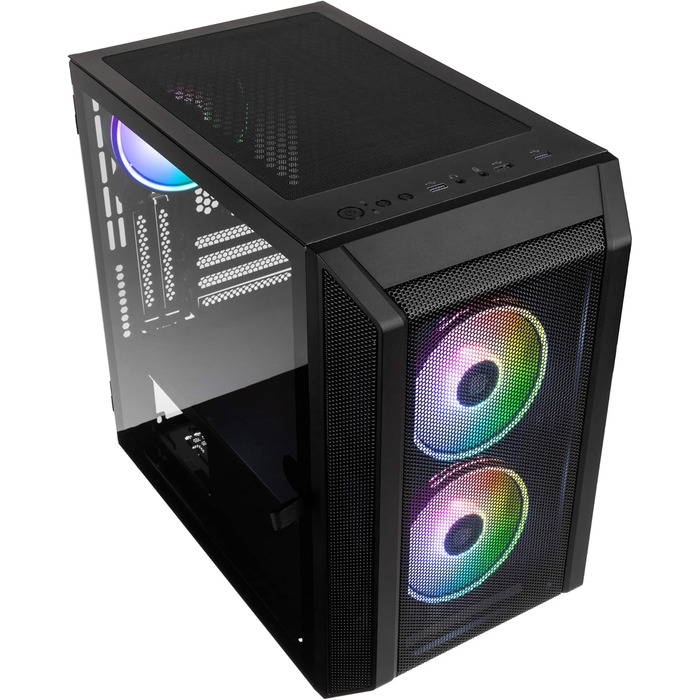 Корпус для ПК KOLINK Citadel Mesh RGB Micro-ATX, скляна панель, чорний, прозоре бічне вікно, компактний корпус для комп'ютера