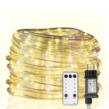 Світлодіодна LED стрічка-шланг 20м (300 LED), водонепроникна гірлянда з пультом, таймером та диммером для вулиці та дому, теплий білий колір
