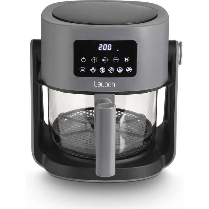 Аерофритюрниця Lauben Glass&Grill 3в1 5500BG, 5,5 л, скляний кошик, 6 програм, гриль і сковорода