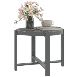 Outsunny Side Table Садовий стіл Круглий стійкий до погодних умов алюмінієвий балконний стіл з мармуровим виглядом Кемпінговий стіл Журнальний столик для вітальні Офіс Відкритий Внутрішній Сірий
