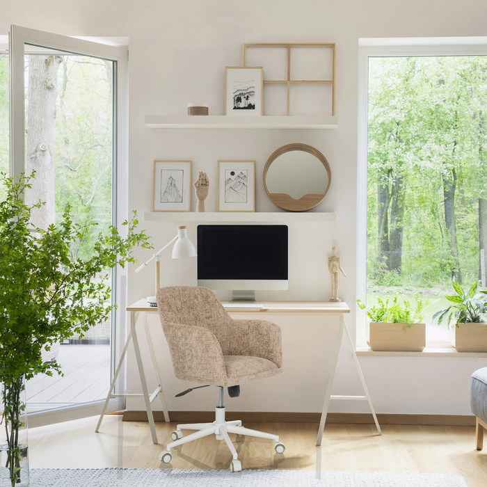 Офісне крісло / поворотне крісло SOLAO HOME Bouclé Тканина бежева hjh LIVING