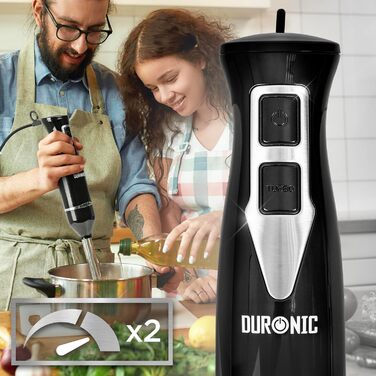 Занурювальний блендер Duronic HB35C, 350Вт, нерж. сталь, з 2 мірними склянками 600мл, ергономічний, для дитячого харчування, супів, смузі, пюре, соусів